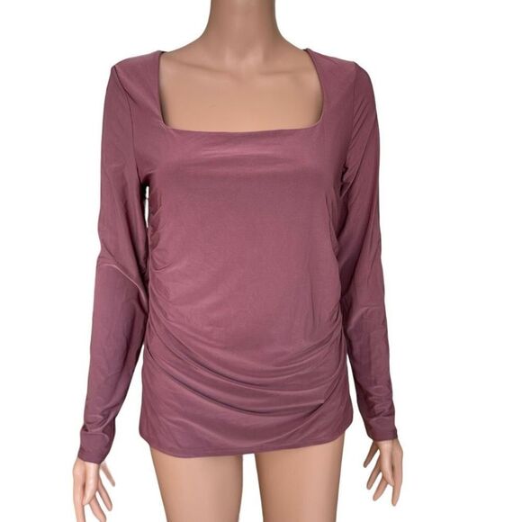 Saints women’s square neck ruched slimming blouse size XL mauve color  NWT - Picture 1 of 7